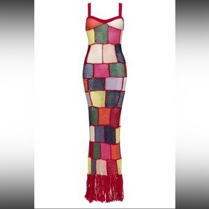 XS, NWT, Carolina K, Vera Crochet Dress, multicolor, Maxi length, 100% Cotton